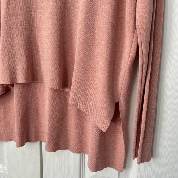 Eileen Fisher Top Hi Low Split Hem Long Doleman Sleeve Pale Blush Medium - Picture 13 of 16